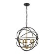 Living District Octavia 5-Light Mid-Century Metal Pendant in Brass/Dark Brown