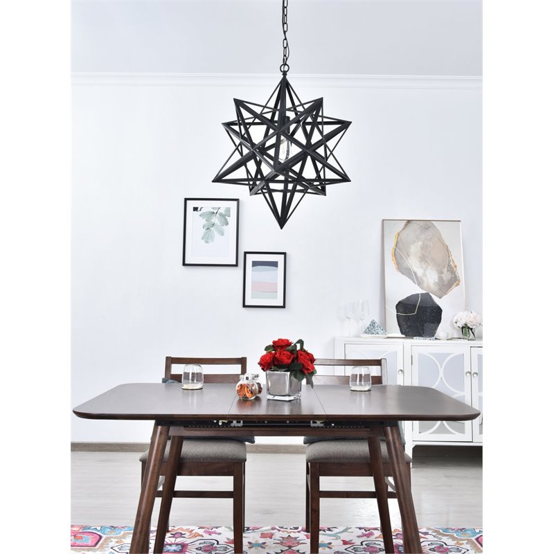 Living District Nocturne 1-Light Mid-Century Metal Pendant in Black