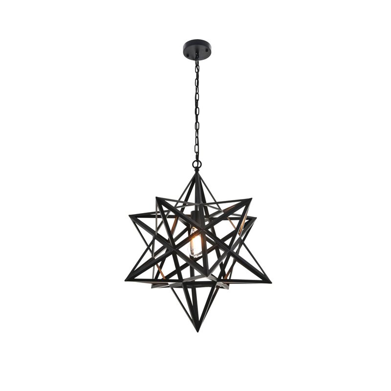 Living District Nocturne 1-Light Mid-Century Metal Pendant in Black