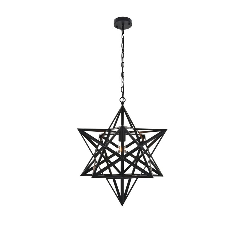 Living District Nocturne 1-Light Mid-Century Metal Pendant in Black