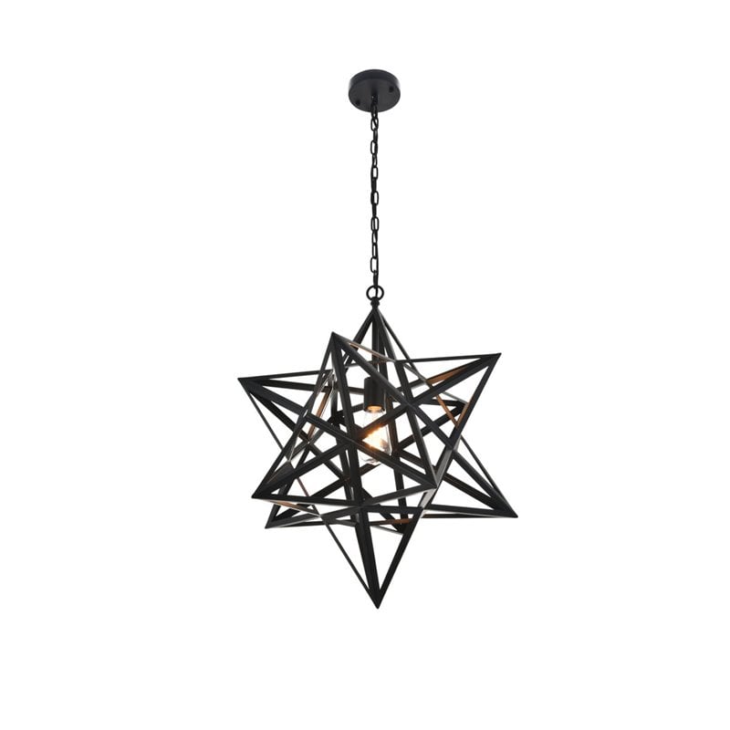 Living District Nocturne 1-Light Mid-Century Metal Pendant in Black