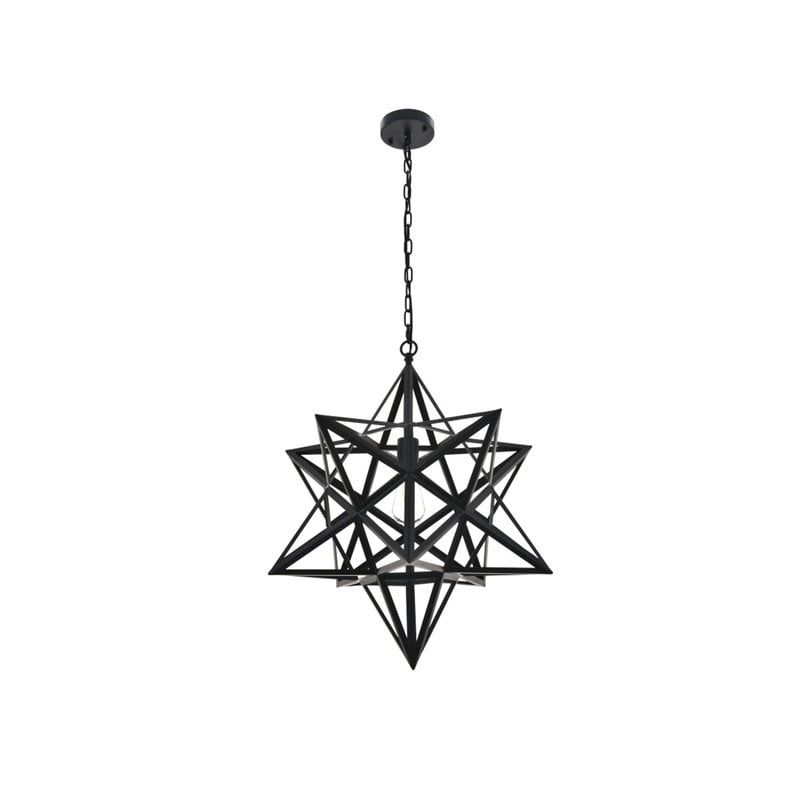 Living District Nocturne 1-Light Mid-Century Metal Pendant in Black