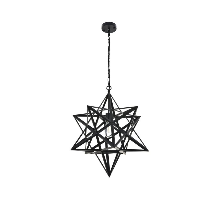 Living District Nocturne 1-Light Mid-Century Metal Pendant in Black