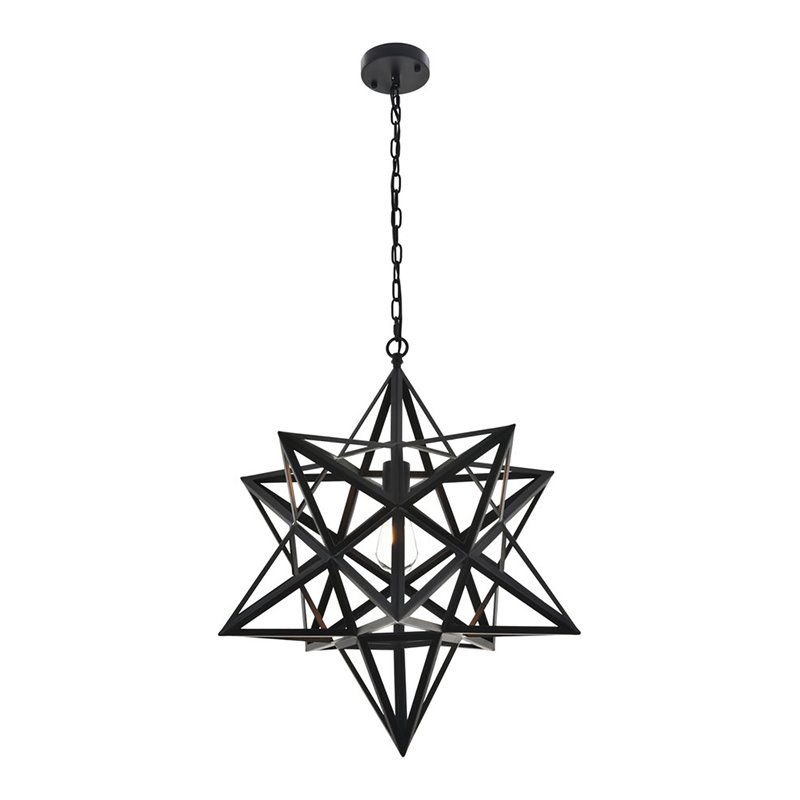 Living District Nocturne 1-Light Mid-Century Metal Pendant in Black