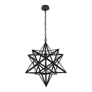 Living District Nocturne 1-Light Mid-Century Metal Pendant in Black