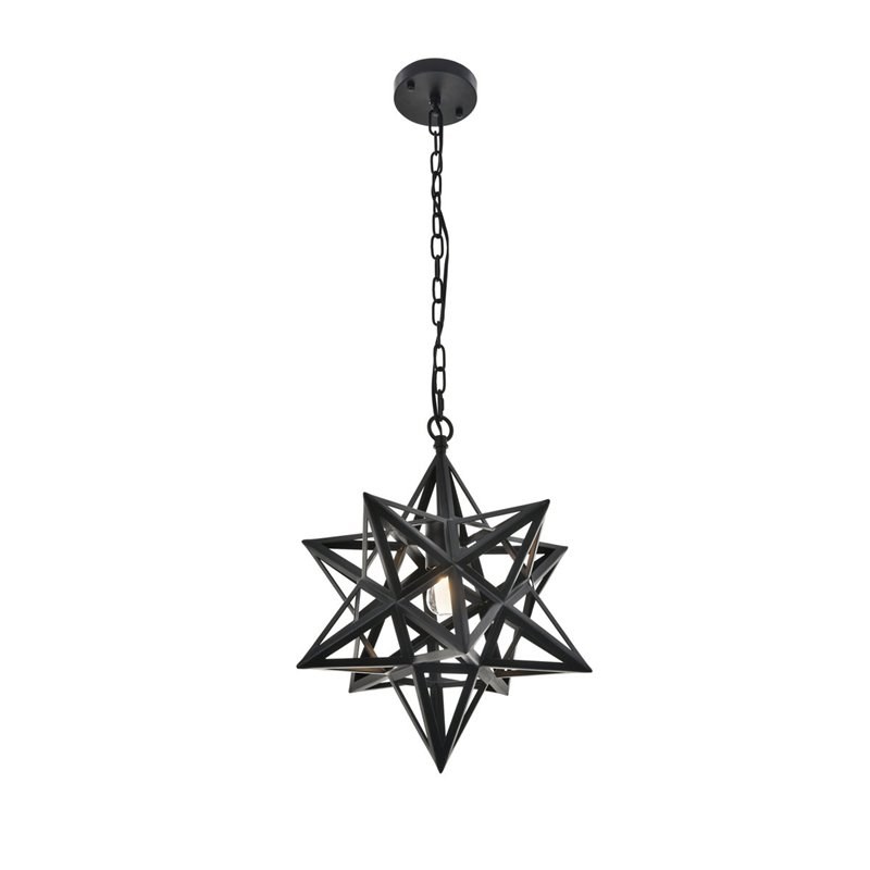 Living District Nocturne 5-Light Mid-Century Metal Pendant - Black Finish