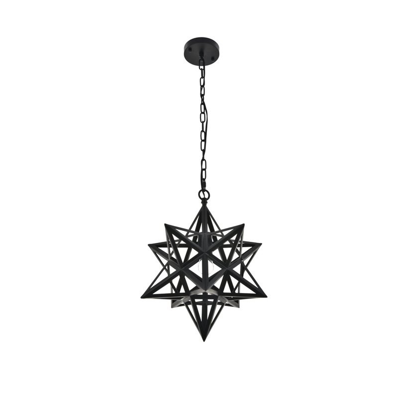 Living District Nocturne 5-Light Mid-Century Metal Pendant - Black Finish