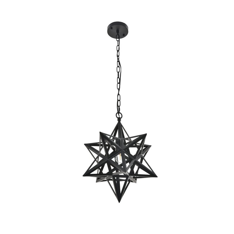 Living District Nocturne 5-Light Mid-Century Metal Pendant - Black Finish
