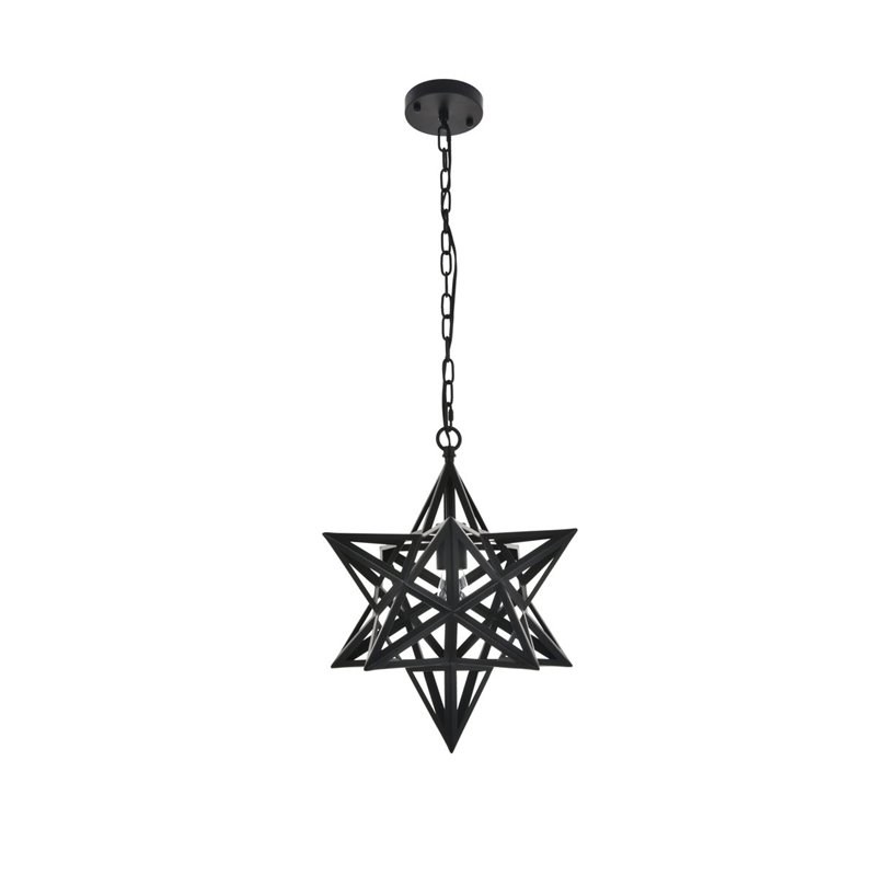Living District Nocturne 5-Light Mid-Century Metal Pendant - Black Finish