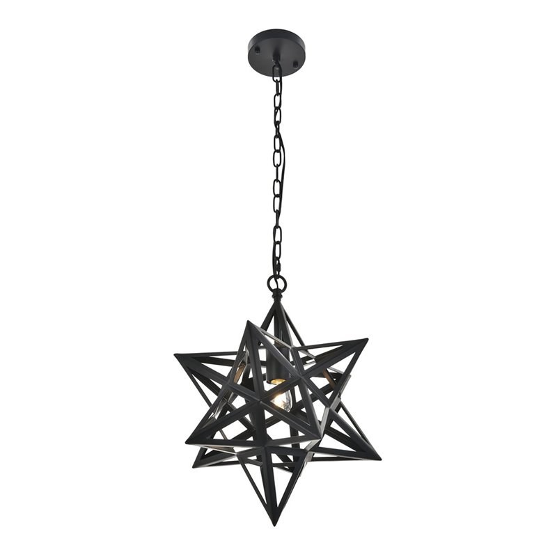 Living District Nocturne 5-Light Mid-Century Metal Pendant - Black Finish