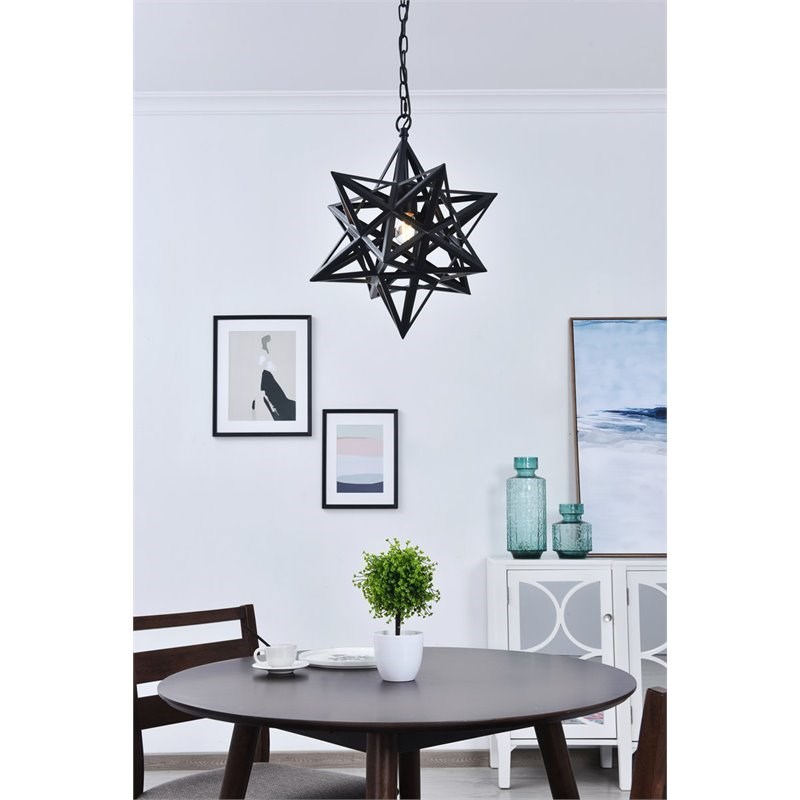 Living District Nocturne 5-Light Mid-Century Metal Pendant - Black Finish