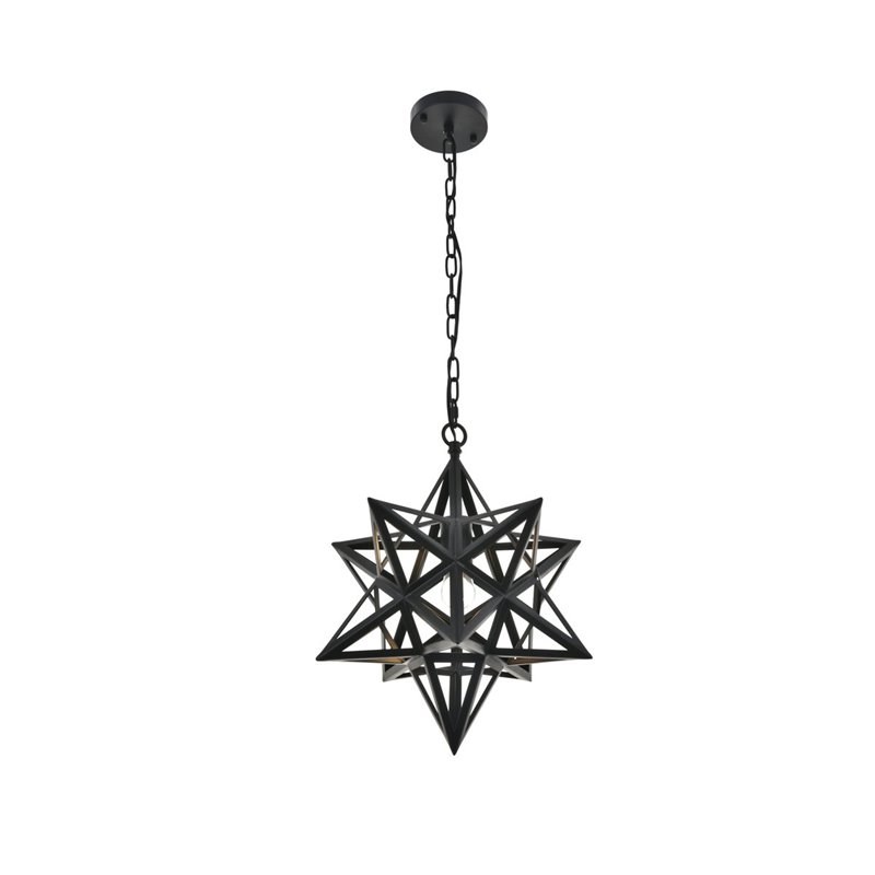 Living District Nocturne 5-Light Mid-Century Metal Pendant - Black Finish