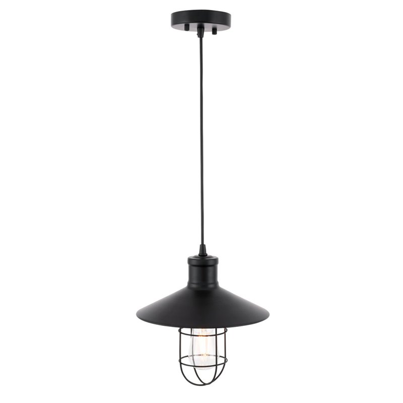 Living District Flaneur 1-Light Metal Pendant in Black Finish