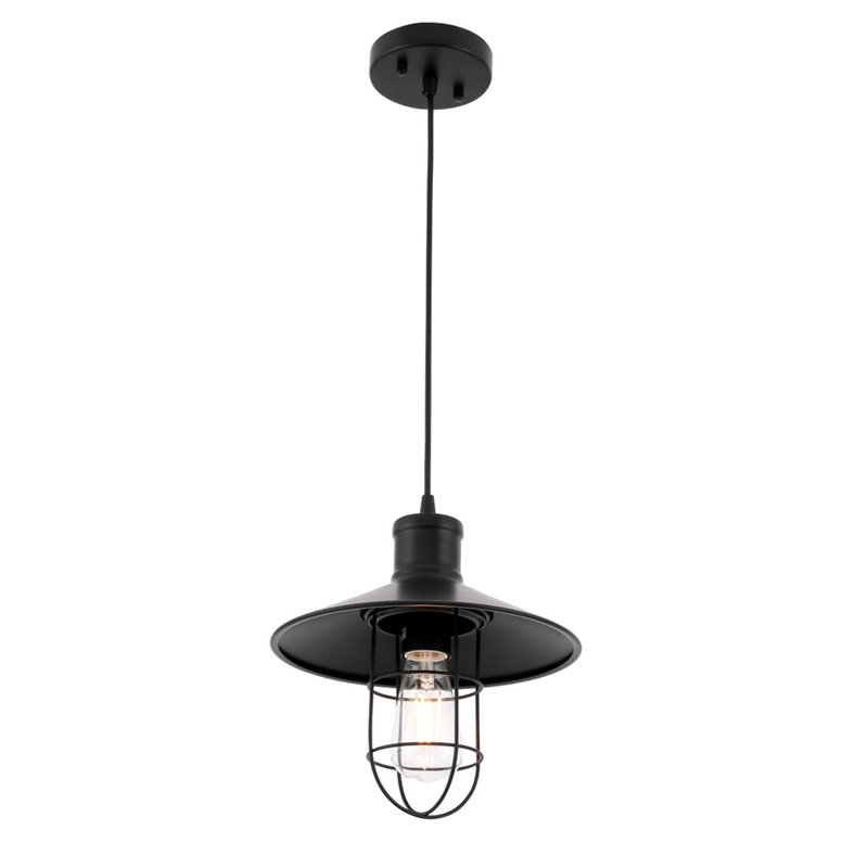 Living District Flaneur 1-Light Metal Pendant in Black Finish