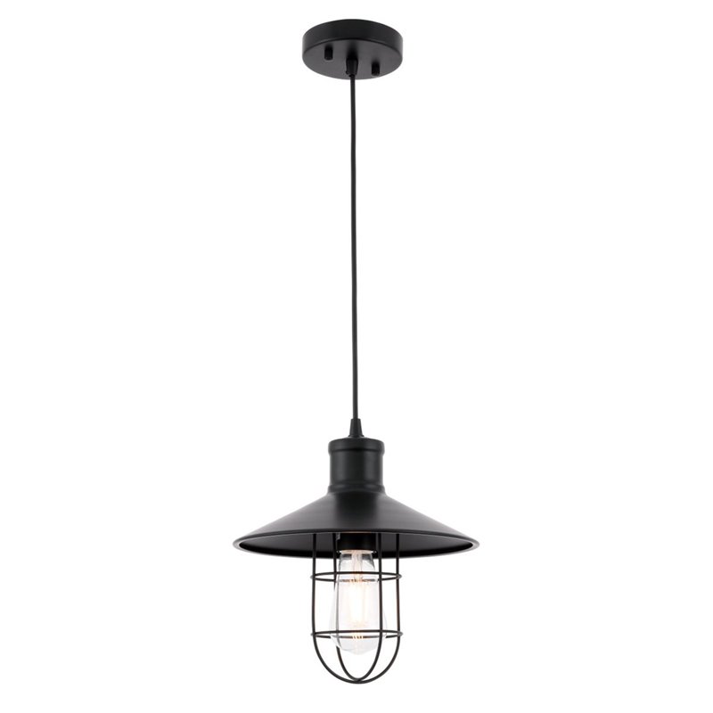 Living District Flaneur 1-Light Metal Pendant in Black Finish