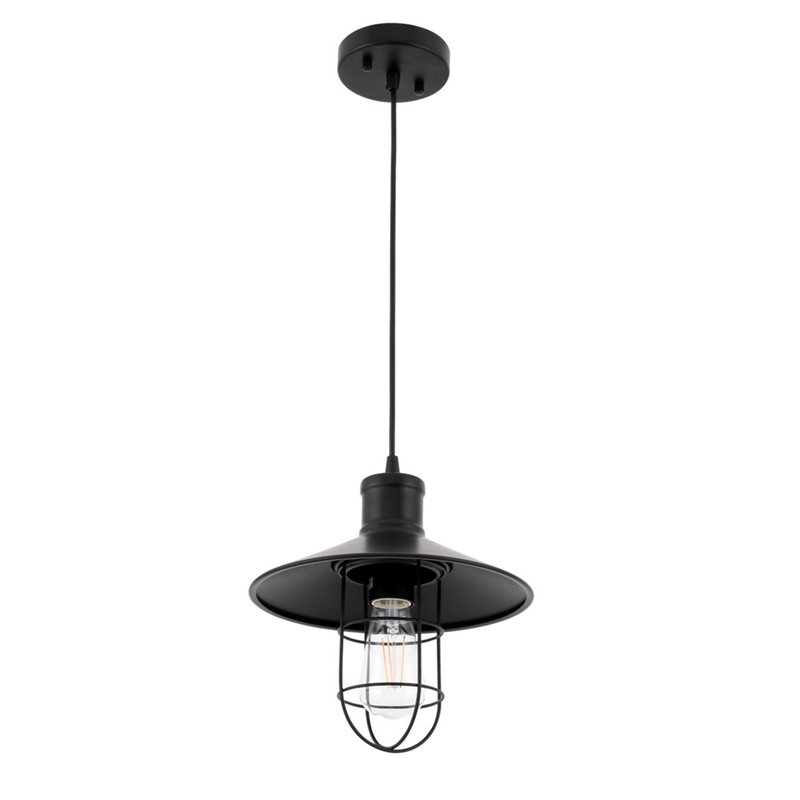 Living District Flaneur 1-Light Metal Pendant in Black Finish