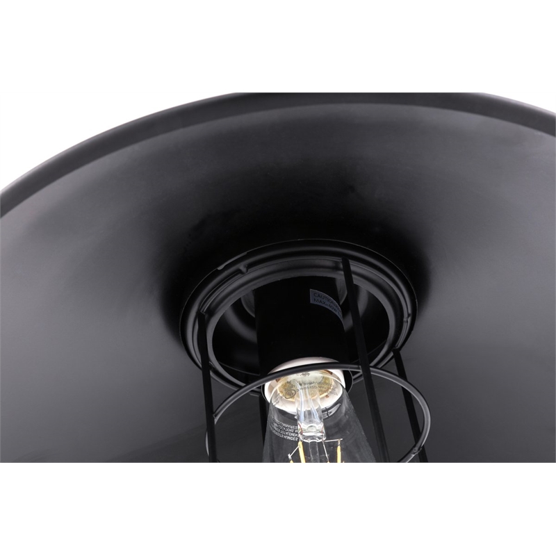 Living District Flaneur 1-Light Metal Pendant in Black Finish