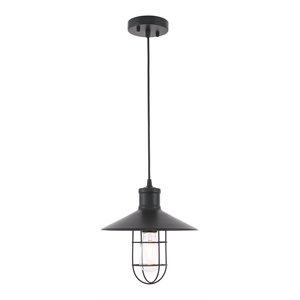 Living District Flaneur 1-Light Metal Pendant in Black Finish