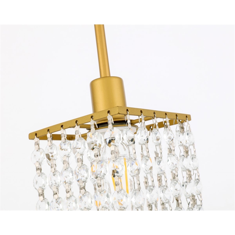 Living District Taylor 1-Light Metal & Crystal Pendant in Brass/Clear