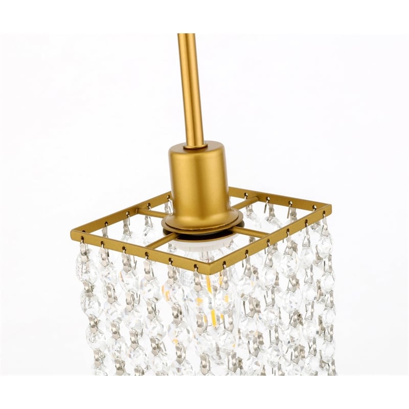 Living District Taylor 1-Light Metal & Crystal Pendant in Brass/Clear