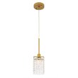 Living District Taylor 1-Light Metal & Crystal Pendant in Brass/Clear