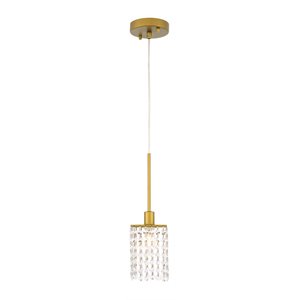 Living District Taylor 1-Light Metal & Crystal Pendant in Brass/Clear