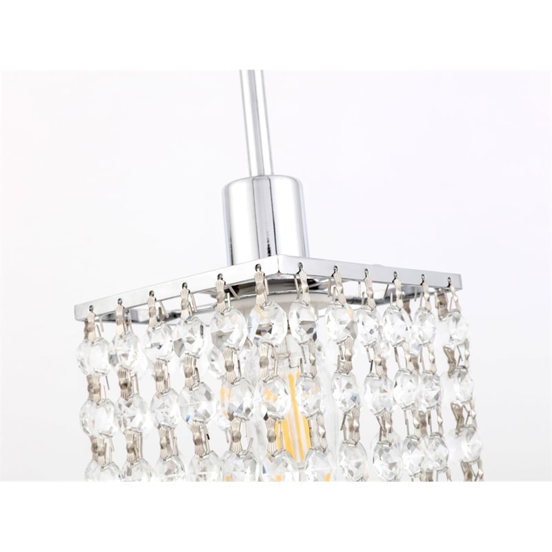 Living District Taylor 1-Light Metal & Crystal Pendant in Chrome/Clear