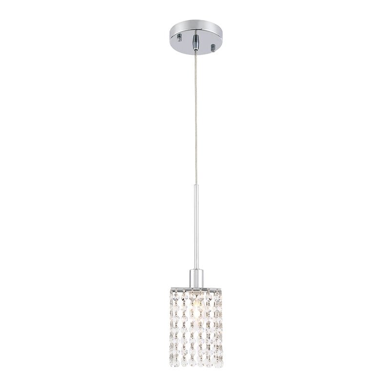 Living District Taylor 1-Light Metal & Crystal Pendant in Chrome/Clear