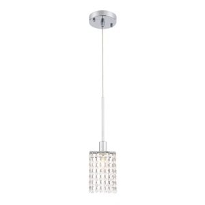 Living District Taylor 1-Light Metal & Crystal Pendant in Chrome/Clear