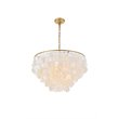 Living District Selene 6-Light Mid-Century Metal Pendant in Brass and White