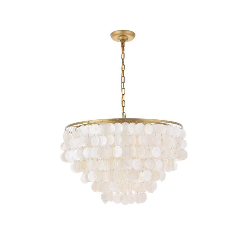 Living District Selene 6-Light Mid-Century Metal Pendant in Brass and White