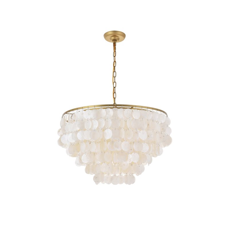 Living District Selene 6-Light Mid-Century Metal Pendant in Brass and White