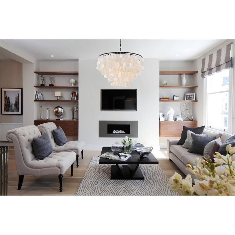 Living District Selene 6-Light Mid-Century Metal Pendant in Black and White