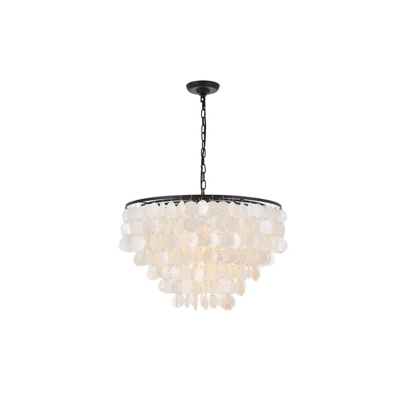 Living District Selene 6-Light Mid-Century Metal Pendant in Black and White