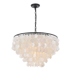 living district selene 6-light mid-century metal pendant in black and white