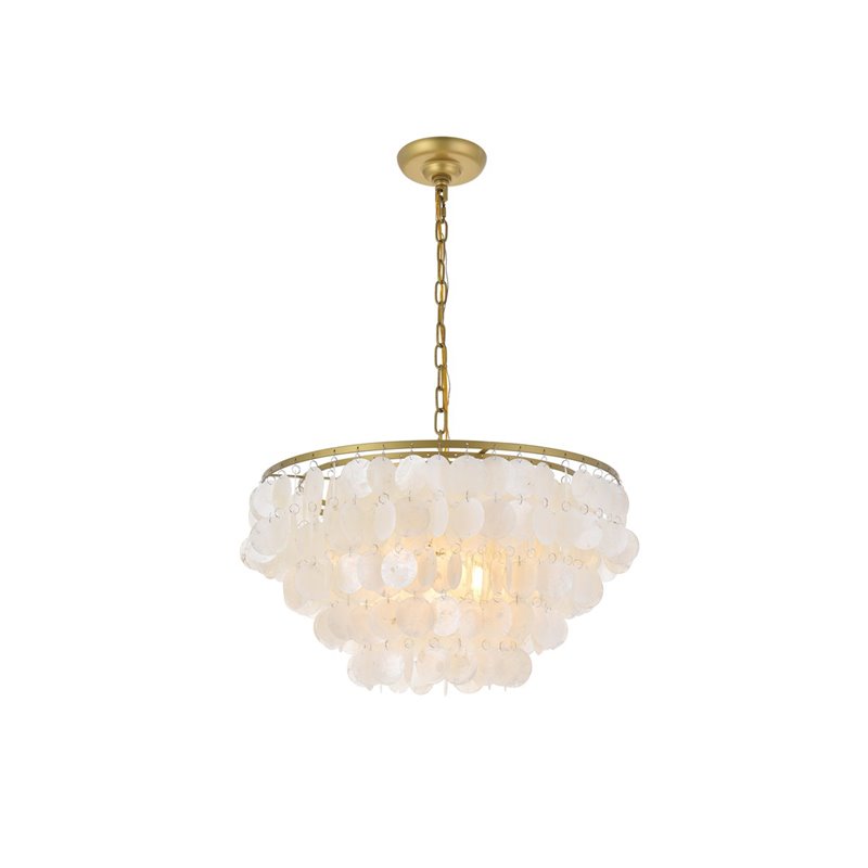 Living District Selene 4-Light Mid-Century Metal Pendant in Brass and White