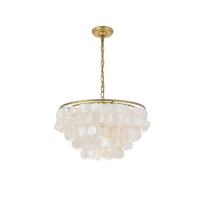 Living District Selene 4-Light Mid-Century Metal Pendant in Brass and White