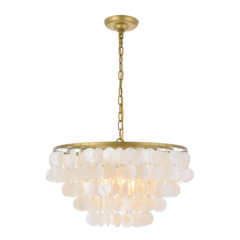 Living District Selene 4-Light Mid-Century Metal Pendant in Brass and White