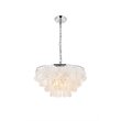 Living District Selene 4-Light Mid-Century Metal Pendant in Chrome and White