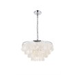 Living District Selene 4-Light Mid-Century Metal Pendant in Chrome and White