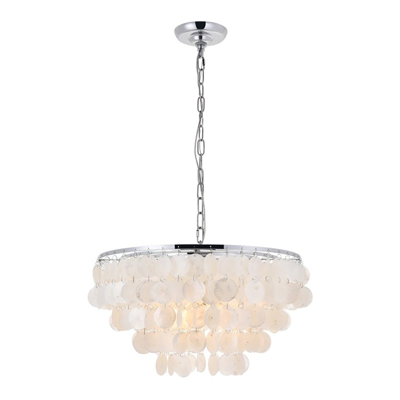 Living District Selene 4-Light Mid-Century Metal Pendant in Chrome and White