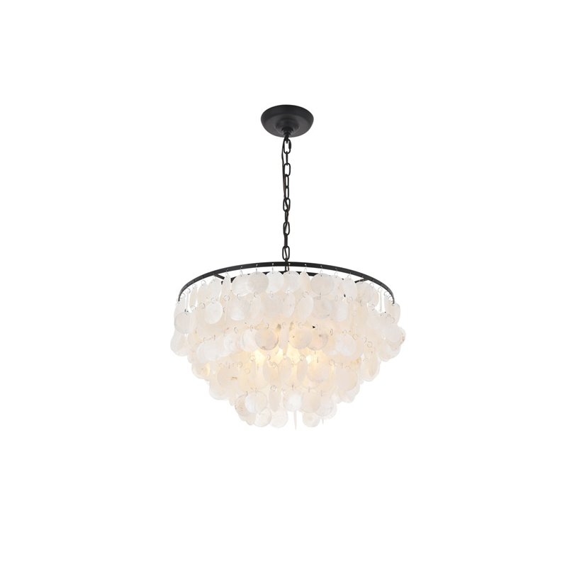 Living District Selene 4-Light Mid-Century Metal Pendant in Black and White