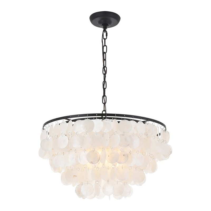 Living District Selene 4-Light Mid-Century Metal Pendant in Black and White