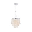 Living District Selene 1-Light Mid-Century Metal Pendant in Chrome and White