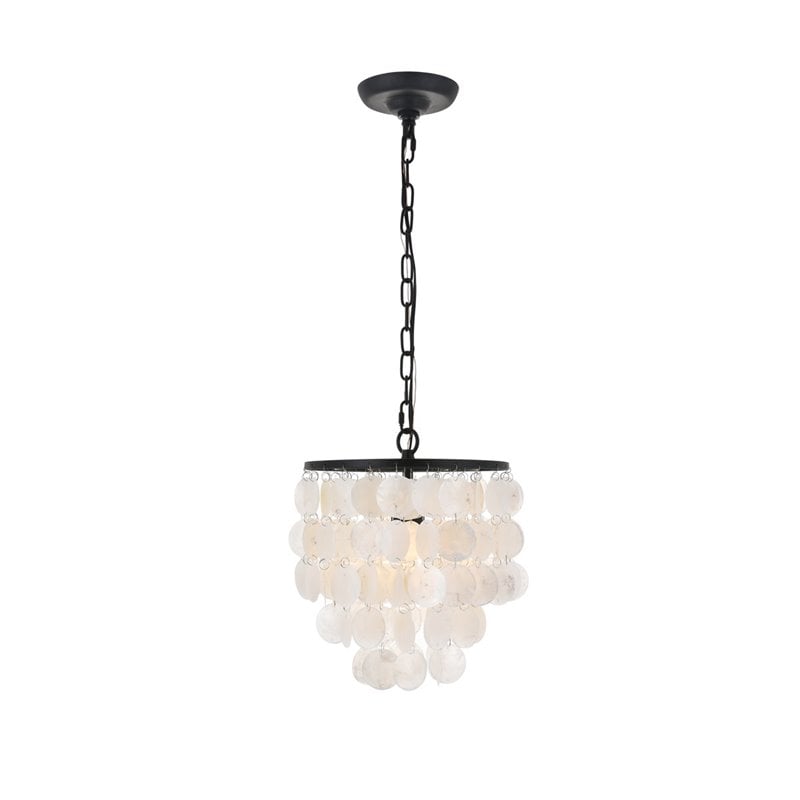 Living District Selene 1-Light Mid-Century Metal Pendant in Black and White