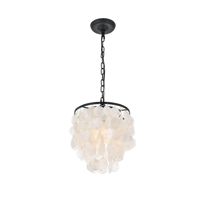 Living District Selene 1-Light Mid-Century Metal Pendant in Black and White