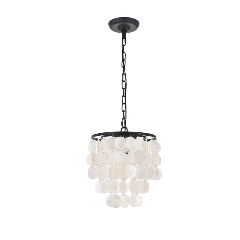 Living District Selene 1-Light Mid-Century Metal Pendant in Black and White