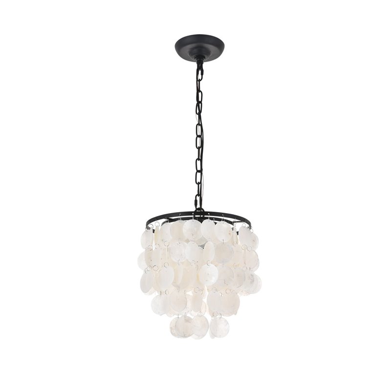 Living District Selene 1-Light Mid-Century Metal Pendant in Black and White