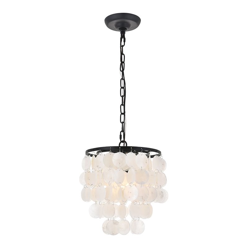 Living District Selene 1-Light Mid-Century Metal Pendant in Black and White