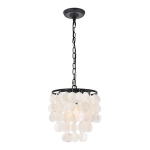 Living District Selene 1-Light Mid-Century Metal Pendant in Black and White